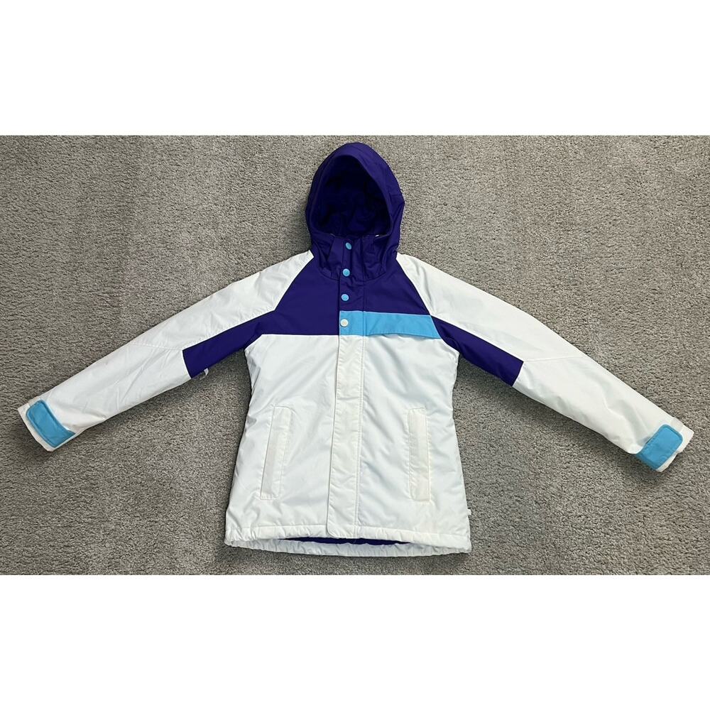 Burton Dryride Ski Snowboard Jacket Size Small White Purple Blue